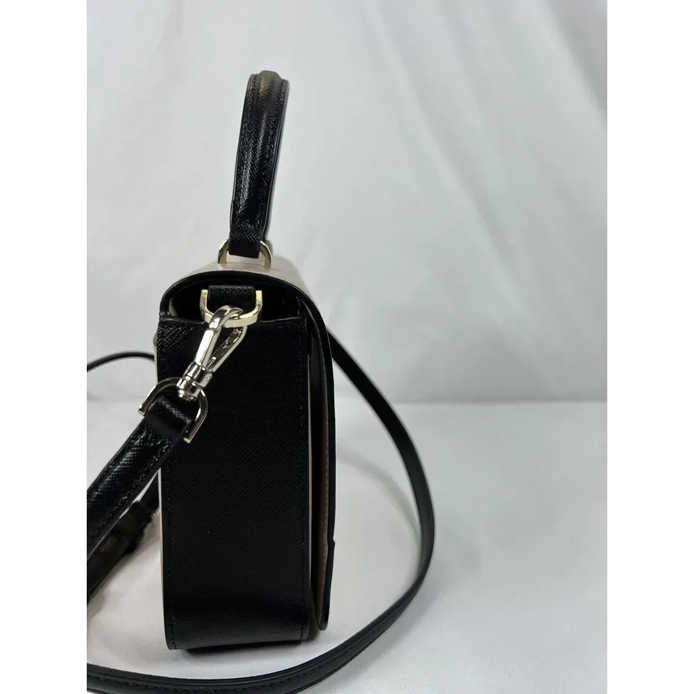Kate Spade New York STACI SQUARE CROSSBODY EUC Warm‎ Beige Black Ivory